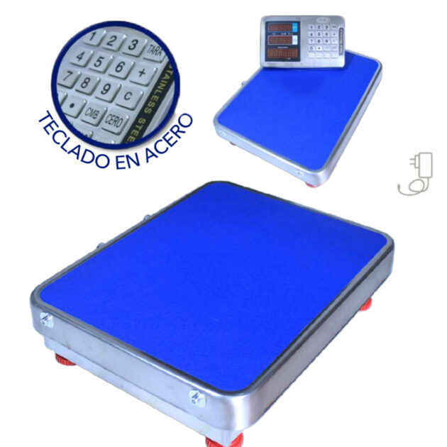 BASCULA INALAMBRICA  52x62cm EN ACERO INOXIDABLE CAP. 500kg