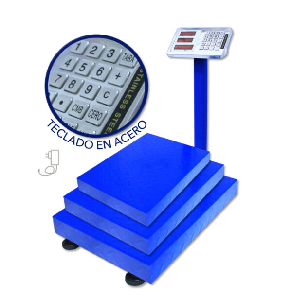 BASCULA ABATIBLE  45x60cm EN ALFAJOR CAP. 500kg CON INDICADOR EN ACERO INOXIDABLE